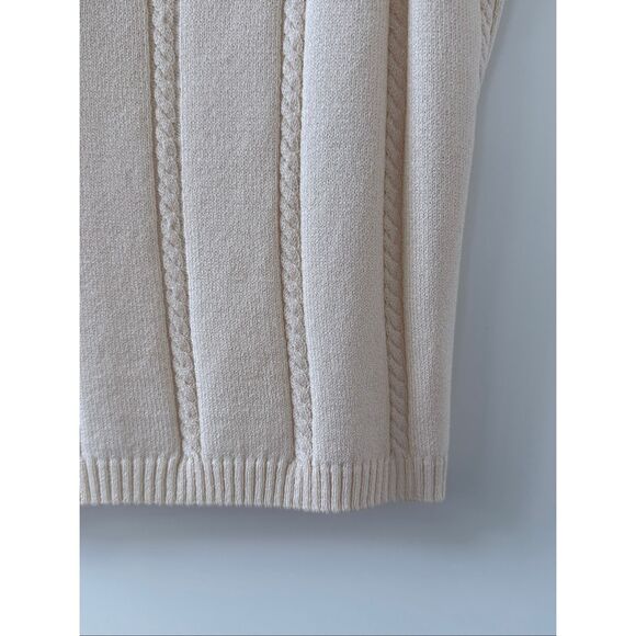 St. John Cable Ribbed Knit Scoop Neck Tank Top Light Beige Women's Medium - Picture 3 of 4